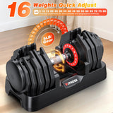 XDDIAS Adjustable Dumbbell Set of 2, 25/55/80LB Dumbbell Set-Fast Adjust Weights Set, 5/10/16 in 1 Free Weights Dumbbells Set with Anti-Slip Metal Handle, Compact Size (80LB-Pair-16 Gears)