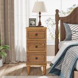 Tribesigns Solid Wood End Table Set of 2, Fully Assembled Narrow Side Table with Drawers, Pre-Assembled Nightstand Slim Bedside Table for Small Spaces, Living Room, Bedroom, Wood