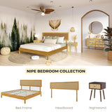 Bme Nipe 14 Inch Bohemian Bed Frame with Adjustable Woven Headboard - Rustic & Vintage Unique Style with Acacia Wood - No Box Spring Needed - Easy Assembly - Full, Natural