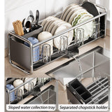 Large Dish Drying Rack, Stainless Steel Anti-Rust Dish Racks for Kitchen Counter, Multifunctional Dish Drainer Space-Saving Dish Drainer with Slotted Design