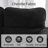 Convertible Sofa Bed, Chenille L-Shaped Sectional Sofa with Storage, Black