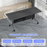Folding Conference Table,Modular Training Table,4 Black Wood Grain 47.2in