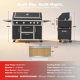 RENDGO NG 4 Cast Burners Outdoor Kitchen Grill Island, 99,000 BTU, Grey Painting