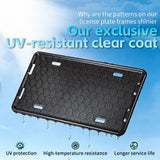 DCRCFIBER 100% Carbon Fiber License Plate Frame, All-Carbon Fiber snap-on 2/4-hole License Plate Frame, unobstructed View, Comes with Screw Covers and Shock-Absorbing Pads (Soccer Pattern)