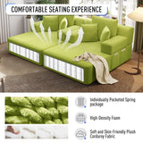 RENDGO 97 Inch Double Chaise Lounge Chair, Light Green