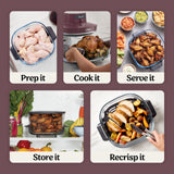 Ninja Crispi Pro 6-in-1 Glass Air Fryer | 450°F, Nontoxic, 6qt & 2.5qt Containers & Lids | Microwave, Freezer, Dishwasher Safe | Max Crisp, Air Fry, Bake, Roast, Recrisp, Dehydrate | Cherry, AS101RD1