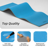 Yoga Mat Thick, 72"x32"x0.4"Th (10mm), Wide Non-Slip Exercise Mat with Carry Strap, Double-Sided POE Fitness Mat (Blue+Milk Coffee)