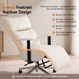 OKUP M30 Reclining Office Chair with Footrest, 170° Near-Flat, Cream