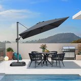 PURPLE LEAF Patio Outdoor Umbrella 9' x 9' Square All-Weather Grey
