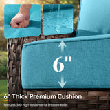 Outdoor Furniture Cushions, 6 inch Thick Seat Cushions for Outdoor Furniture, Waterproof 22x24 Patio Couch Cushions, Replacement Chair/Sofa Cushion, Include 3 Back & 3 Seat Cushion, Thick/Cyan Blue