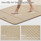 Foldable Yoga Mat, 74"Lx32"Wx1/3"Thick, Folding Exercise Mat, Non-slip Wide Pilates Mats for Home Workout/Travel, Portable Yoga Mat Thick s (Cream)