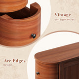 Mid-Century Modern Nightstand, Wood Night Stand with 3 Storage Drawers, Curved Bedside Table for Small Spaces, Bedroom, Living Room, Walnut
