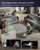 Teant Upgrade Cordless Mattress Vacuum with 18kPa Ultra-Deep Suction, 2-Speed Bed Vacuum with 33000 RPM/Min Roller Brush, 253.7nm UV-C Light & LED Display, HEPA, 149℉ Heat, Aroma & Anion for Bed Sofa