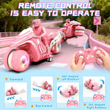iappadore RC Motorcycle Toy with RGB Wheels Light, 360° Rotation High Speed Remote Control Dirt Bike with Rider, 2.4Ghz Off-Road Kids' Play Motorcycles for Girls Boys Age 5-12