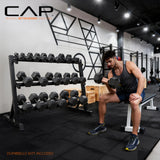 CAP 51-Inch 3-Tier Dumbbell Rack for Home Gym, Heavy-Duty Steel Weight Storage Rack for Hex Dumbbells, Holds 5lb - 50lb Pairs