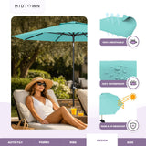 Midtown Umbrellas - The Lean 10 Ft Patio Umbrella with Fade-Resistant Sunbrella Fabric, Auto-Tilt Aluminum Frame and 8 Reinforced Ribs for Deck, Pool & Garden - Canvas Glacier Canopy, Black Pole