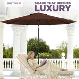 Midtown Umbrellas - The Lean 10 Ft Patio Umbrella with Fade-Resistant Sunbrella Fabric, Auto-Tilt Aluminum Frame and 8 Reinforced Ribs for Deck, Pool & Garden - Bay Brown Canopy, Black Pole