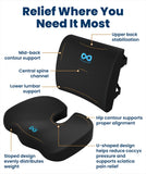 Everlasting Comfort Doctor Recommended Memory Foam Seat Cushion for Office Chairs & Car - Ergonomic Office Desk Accessories - Cushions for Tailbone Pain Relief, Sciatica (Black Airflow Lumbar, Large)