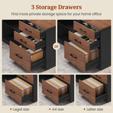Executive Desk, Large Office Desk with Drawers & Storage Shelves, Modern L Shaped Computer Desk Corner Desk