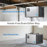 Yaufey 70 Pints Energy Star Commercial Dehumidifier with Pump for 5000 Sq. Ft. Crawl Space, Basement, Industrial, 10-98% RH Humidity Control, 24/7 Continuous Drainage, TUV Certified, 5-Year Coverage