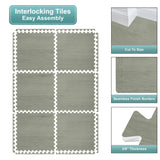 Sorbus 120 Sq. Ft. Wood Grain Floor Tiles Foam Mat EVA Interlocking Mats Tile 3/8-Inch Thick Flooring Wood Puzzle Exercise Mats w/Borders - Home Playroom Basement, Apartment, Trade Show, Baby, Dance