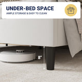Allewie King Size Bed Frame, Upholstered Wingback Platform with 47" Tall Tufted Headboard, Plush Velvet Fabric, Modern Minimalist Design, No Box Spring Required, Tool-Free Assembly, White