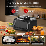 Acekool 7-in-1 Electric Indoor Grill, 1750W Air Fryer Grill Combo with Bake, Roast, Broil, Steam, Dehydrate, Even Heat Up to 450°F