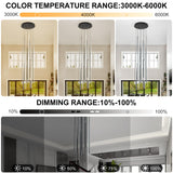 BESTWEST 138" Modern LED Chandelier, Clustered Led Pendant Light, 20-Lights Dimmable High Ceiling Large Hanging Lighting Fixture for Loft Villa Living Room Stairs Foyer (Black-110W-20 Lights)