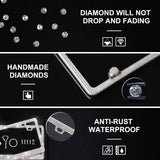 Lord Eagle License Plate Frame for Women, 2 Pack Rhinestone License Plate Frames with GiftBox and 7 Shiny Crystal Rows,Over 1050 pcs 14 Facets SS16 Finest Handcrafted Luxury
