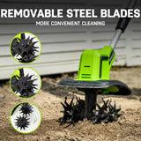 STEELITE 2x20V Battery Powered Tiller, 360 RPM Cordless Tiller, 9-inch Tilling Width and 7-inch Depth Portable Rotary Tiller, 400W Powerful Motor, Total 4.0Ah (2×2Ah) Battery & 1 Charger Included