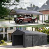 PHI VILLA 12x20 Carport, Metal Carports Canopy with Sidewalls Heavy Duty