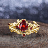 Oseew Garnet engagement ring sets(Garnet)