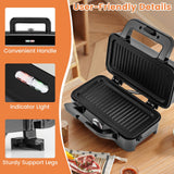 BECOMFORT 3 in 1 Waffle Maker, Sandwich Press w/3 Removable Non-stick Plates, Indicator Lights, Cool Touch Handle, Sandwich Maker & Panini Press w/5-gear Temperature Control for Breakfast Steak