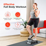 Sunny Health & Fitness Mini Steppers for Exercise at Home, Stair Step Workout Machine with Resistance Bands, Full Body Cardio Equipment with Digital Monitor - No. 012 -S Sunny Health & Fitness