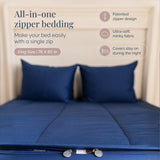 Beddy's Navy Blue All-in-One Zipper Bedding Set - Minky Lined - King