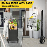 XING LANG 3.7 Cu Ft Folding Shopping Cart - 380 LB Capacity Grocery Cart with 360° Braked Swivel Wheels - Heavy Duty Utility Cart