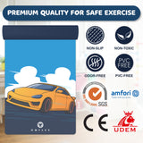 OMFLEX Kids Yoga/Exercise Mats – Premium Non-Slip Mats with Fun Prints for Kids Ages 5-13 – Dolphins, Car, and Supergirl Designs – Includes Carrying Strap