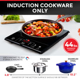 Portable Induction Cooktop, Hot Plate Electric Stove Top Burner 1800W, 8 Temp Levels up to 460°F, Auto-Off & Pot Detection, LED Display Mueller