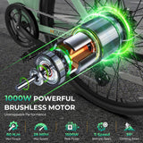 Movcan V80 Electric Bike, 1000W Motor 28MPH Ebike, 48V 13Ah Removeable Battery, 26'' City Cruiser Adult Electric Bicycles up to 70 Miles, 7-Speed Dual Disc Brake, Mountain E Bike for Commuting