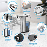 PZOTRUF Automatic Soap Dispenser, Touchless Dish Soap Dispenser 17oz/500ml with Infrared Sensor, 5 Adjustable Soap Levels, Liquid Dispenser for Bathroom Kitchen (Silver)