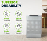 Alpine Stainless Steel Commercial Trash Can - Large Perforated 13 Gallon Trash Can Open Top, Modern Metal Garbage Can for Indoor & Outdoor in Office, Commercial Bathroom, Hotel, Lobby, and Businesses