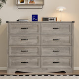 BORNOON 8-Drawer Dresser for Bedroom, Modern Wooden Chest of Drawers with Metal Handles, Anti-Tipping Design, Sturdy and Stable Storage Organizer for Living Room, Entryway, Home Office