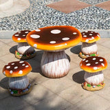 RKGOMDMU Outdoor Mushroom Resin Table & Stool Statues, Large Garden Decor Sculptures, Lawn/Pond/Patio & Stool Ornaments (1 Table + 4 Stools)