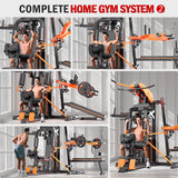 XGSW Multi-Function Home Gym Workout Station, Featuring a Pulley System, arm Trainer, and Leg Trainer for Full-Body Workouts. (L03-3【154LBS】 Fitness Station+Cast lron 220LBS)