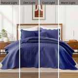 MOONLIGHT20015 8 Pack Quilt King Size Bedding (106" x 96") - Bulk Wholesale for Hotels, Guest Bedroom & Airbnbs - Lightweight Microfiber Reversible Embossed Quilts Bedspread (Navy)