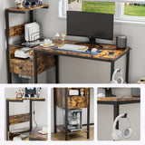 Computer Desk with Power Outlet & Storage Shelves, Study Writing Table