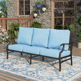 MIXPATIO, 3-Seat Outdoor Patio Sofa, Metal Frame, Blue