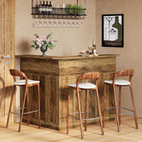 Tribesigns Bar Cabinet, L-Shaped Home Bar Table with Stemware Racks, 4-Tier Corner Bar Unit Liquor Wine Bar Table Reception Desk for Home Pub, Rustic Brown