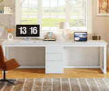 Tribesigns 78.7'' 2 Person Computer Desk with 3 Drawers, Extra Long Double Office Desk with Storage, Modern Dual Study Writing Table Workstation for Home Office, White