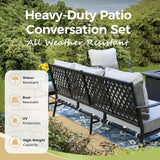 MIXPATIO 5-Piece Wrought Iron Patio Conversation Set, Swivel Chairs, Grey